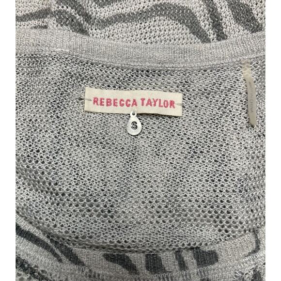 Rebecca Taylor Asymmetrical Dress Sz S Sheer Open Knit Silk Cashmere Stripes - Picture 5 of 16